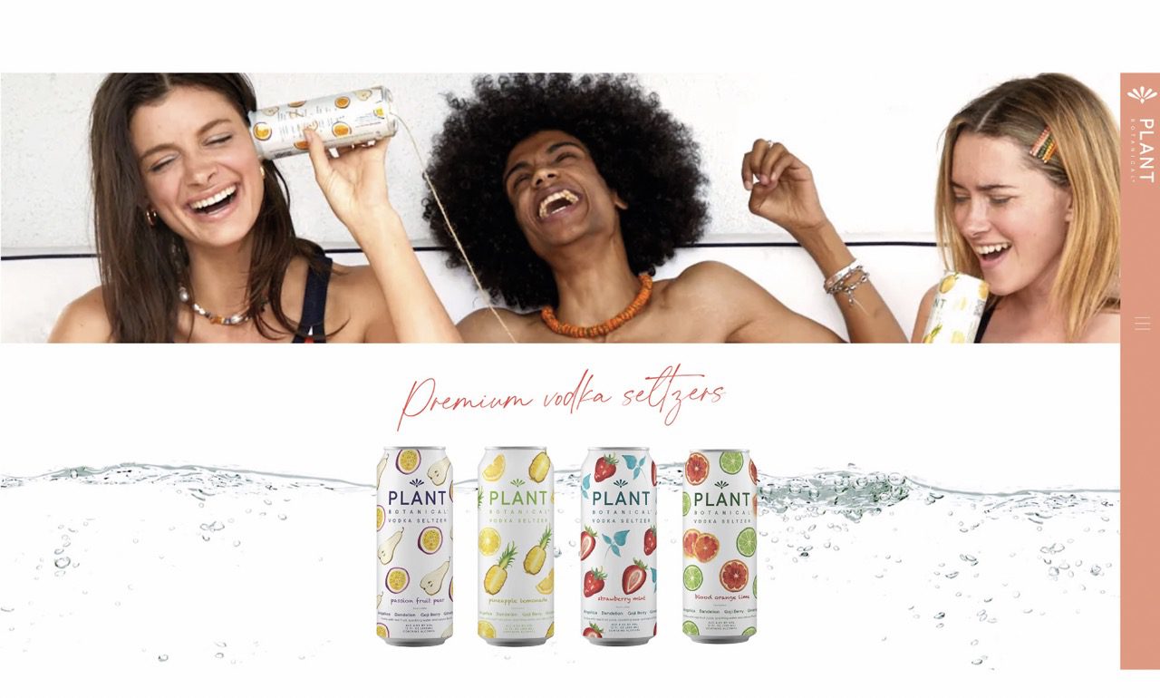 CO OP Brand PLANT Botanicals Vodka Seltzer Product Package Design with Models